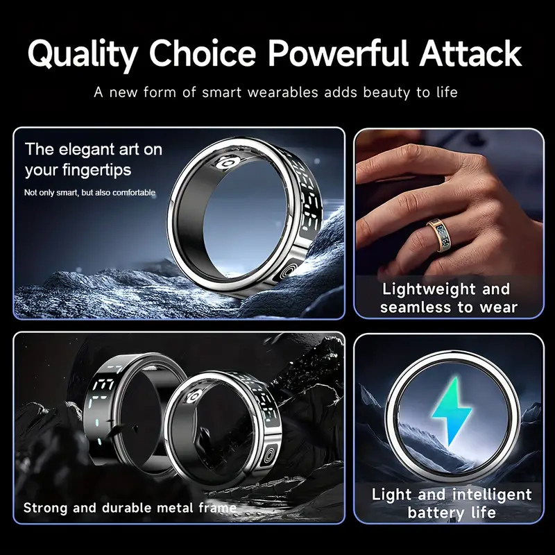 Smart Ring Fitness Tracker Wellness Monitor Device