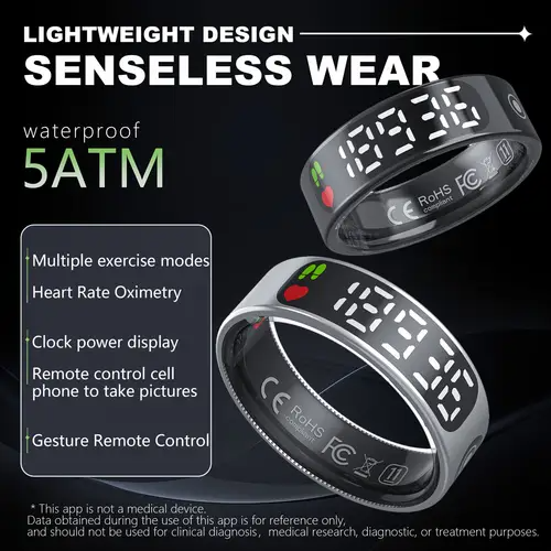 Smart Ring Fitness Tracker Wellness Monitor Device