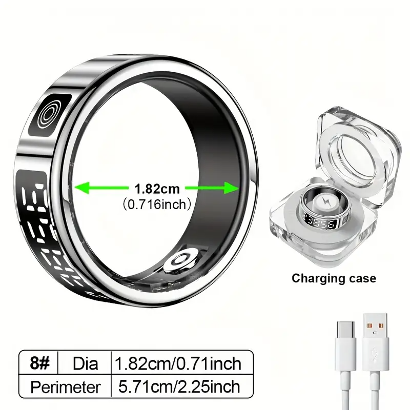 Smart Ring Fitness Tracker Wellness Monitor Device