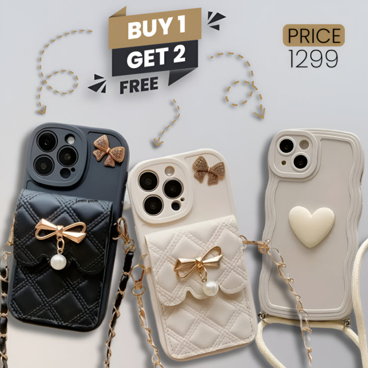Cartoon Bear Phone Case with Lanyard & Wallet - Buy 1 Get 2 Free - In Just 1299 PKR
